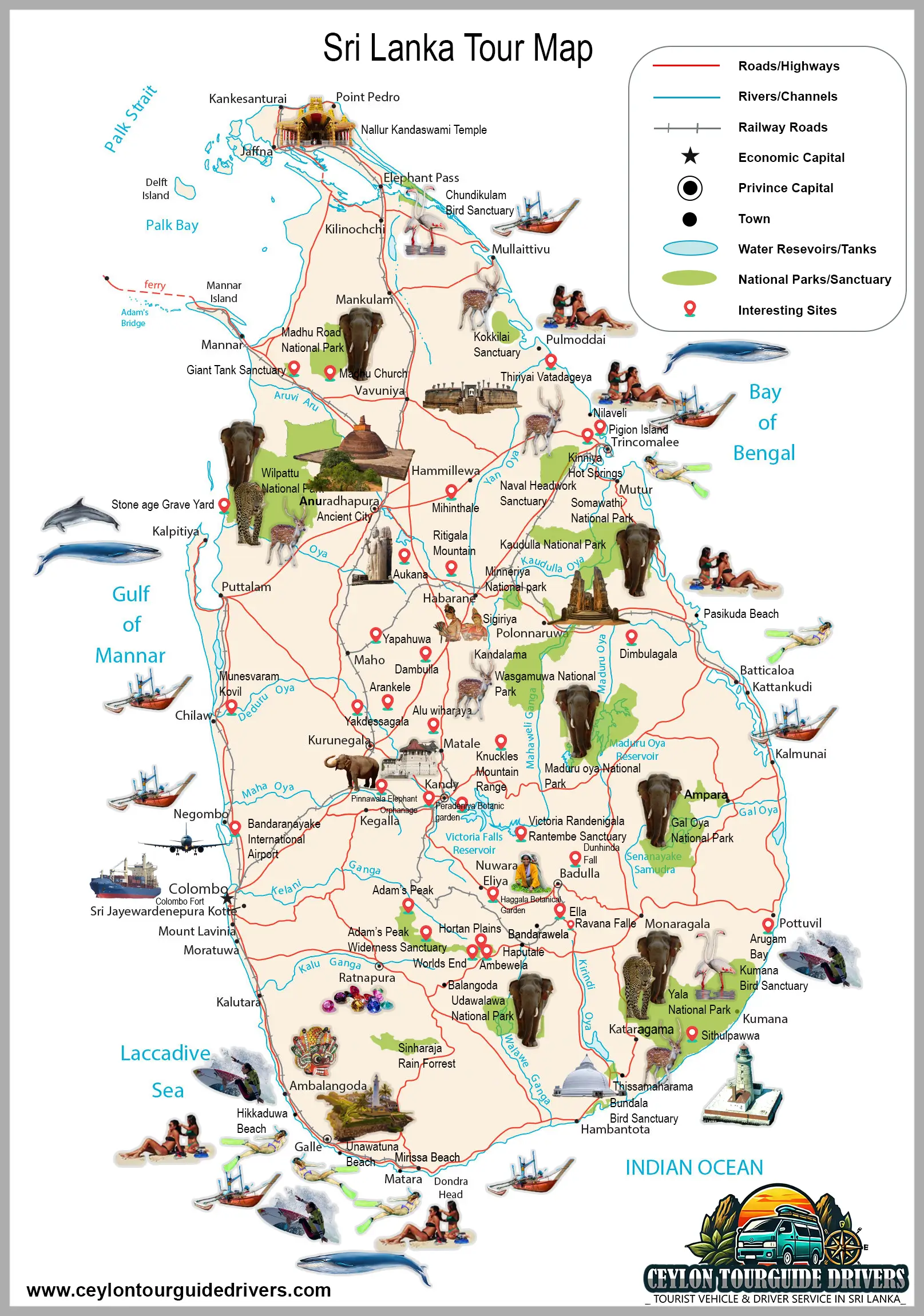 Sri Lanka Tour Map